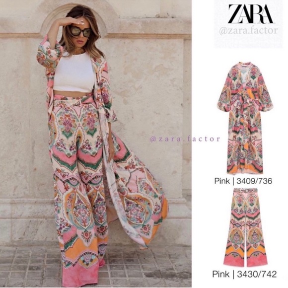 ZARA PRINTED WRAP KIMONO STYLE DRESS WITH POCKETS - Picture 9 of 16